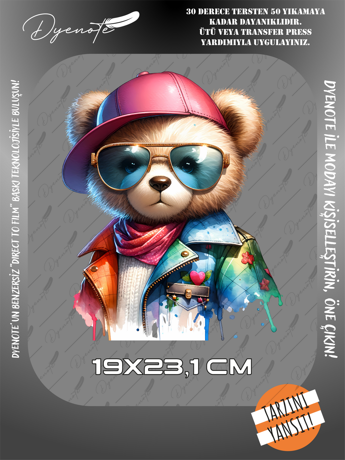 Renkli Ayıcık Teddy Bear Baskı 3 - Ütüyle Yapıştır - 19x23,1 CM