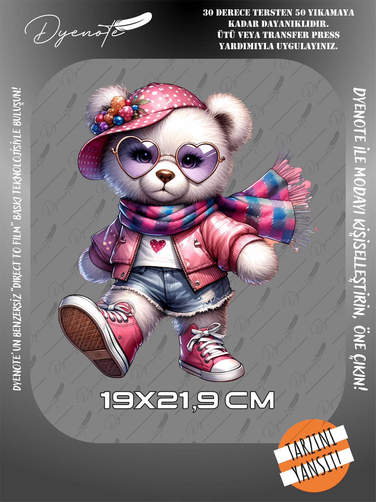 Renkli Ayıcık Teddy Bear Baskı 7 - Ütüyle Yapıştır - 19x21,9 CM