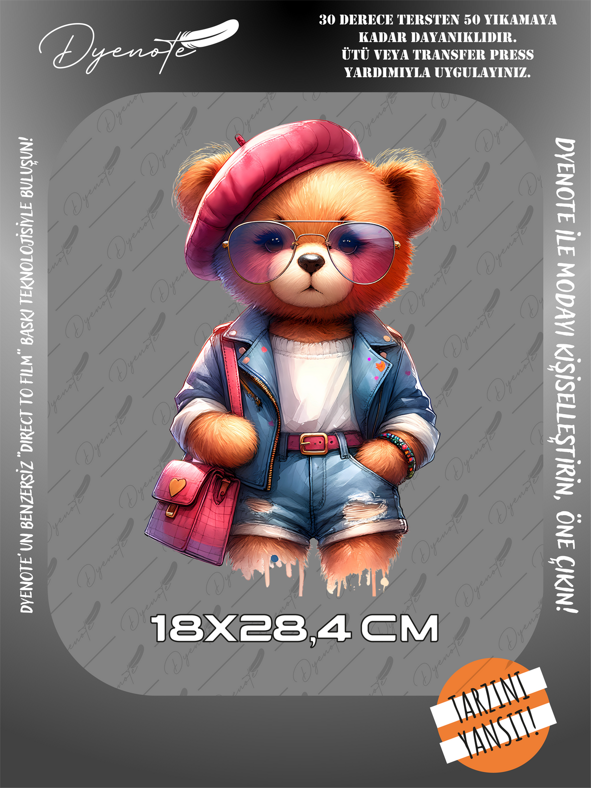 Renkli Ayıcık Teddy Bear Baskı 9 - Ütüyle Yapıştır - 18x28,4 CM
