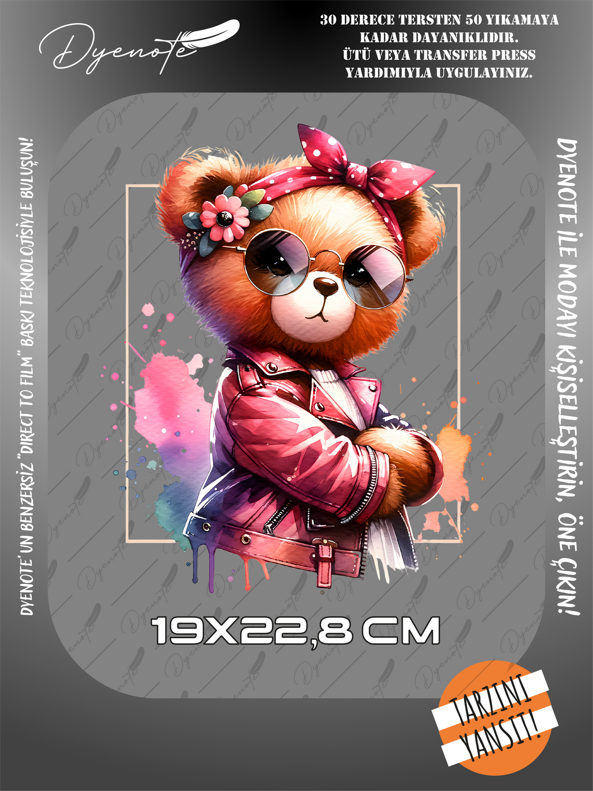 Renkli Ayıcık Teddy Bear Baskı 10 - Ütüyle Yapıştır - 19x22,8 CM