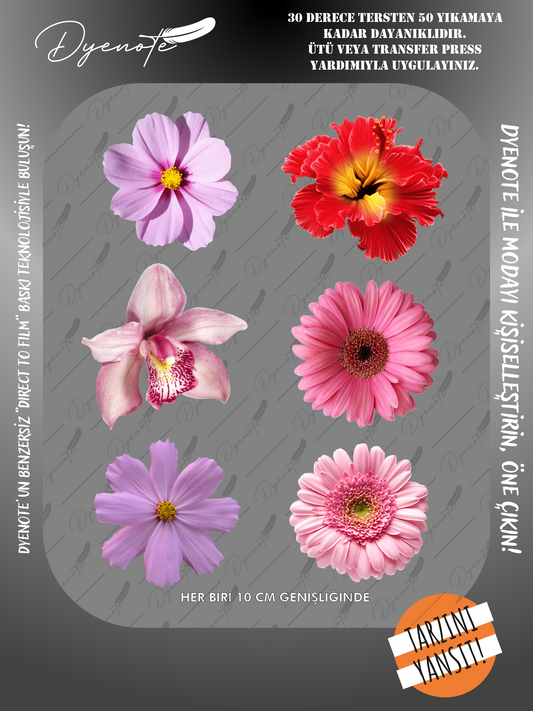 Çiçek Temalı Baskı - Ütüyle Yapıştır - 21x29 CM