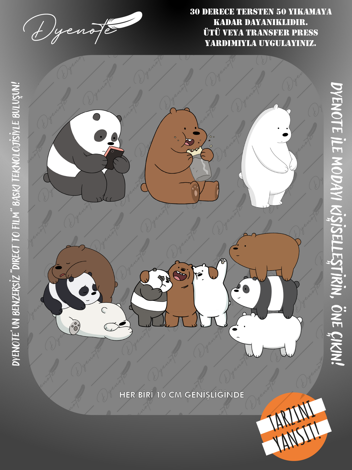 Kafadar Ayılar Temalı Baskı - Ütüyle Yapıştır - 21x29 cm