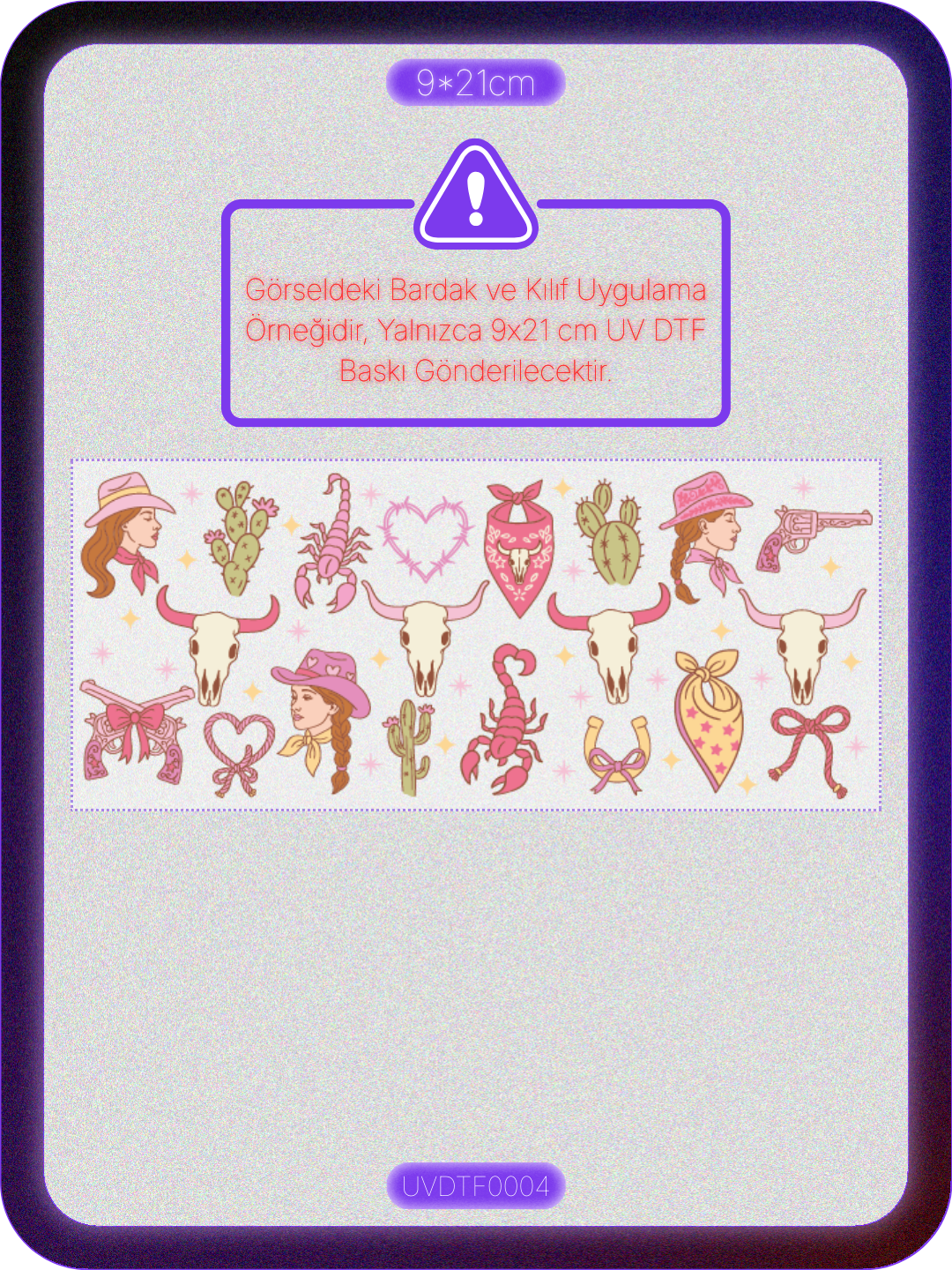 CowGirl Vahşi Batı | Kristal Transfer UV-DTF Kabartmalı Baskı