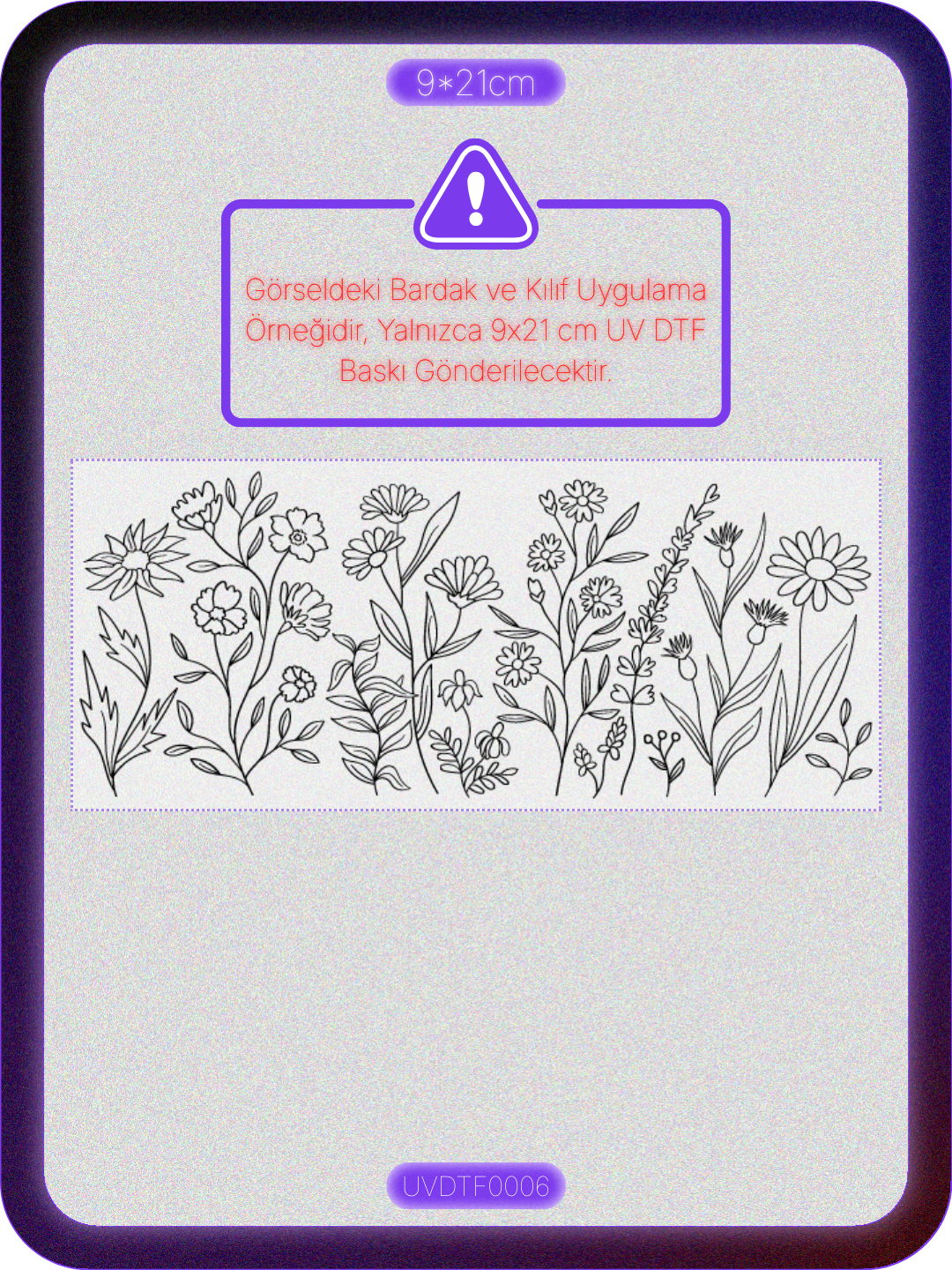 Çiçek | Kristal Transfer UV-DTF Kabartmalı Baskı