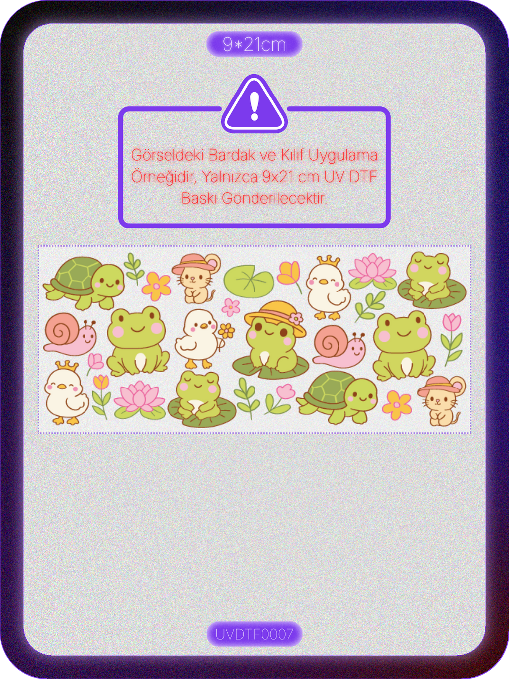 Kurbağa | Kristal Transfer UV-DTF Kabartmalı Baskı