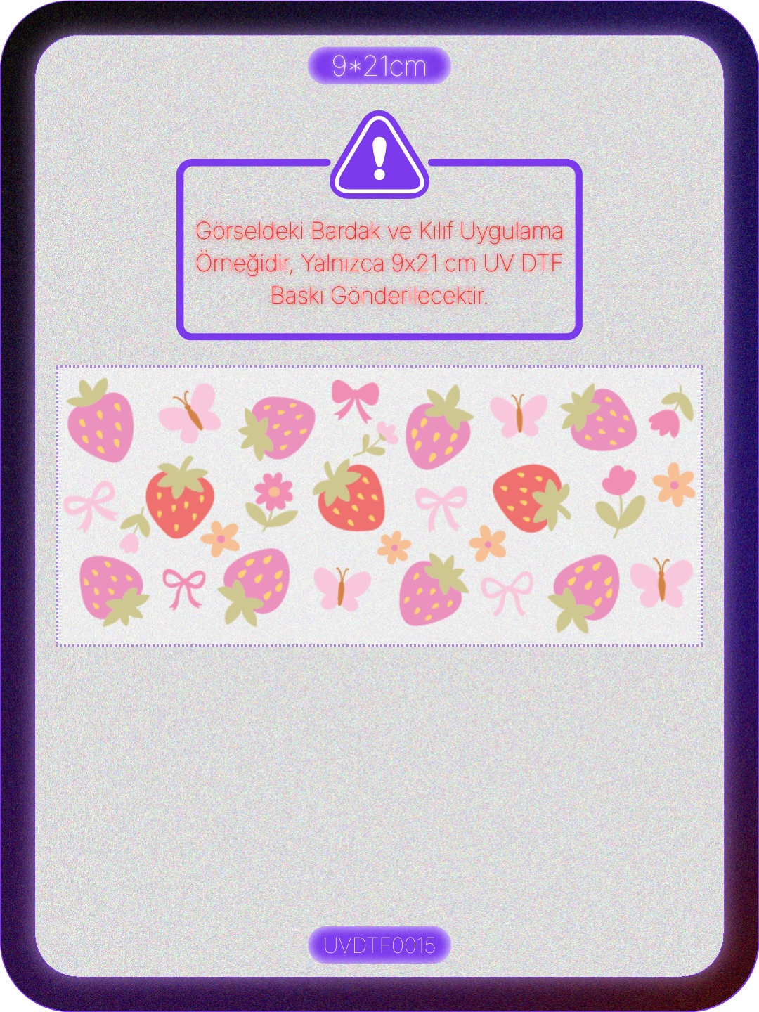 Çilek | Kristal Transfer UV-DTF Kabartmalı Baskı Ürün ana görseli
