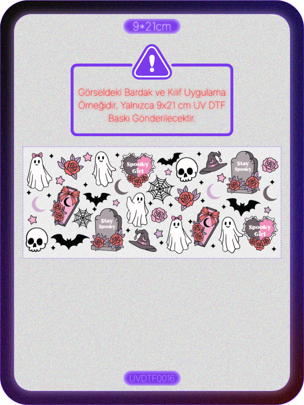 Cadılar Bayramı Halloween | Kristal Transfer UV-DTF Kabartmalı Baskı