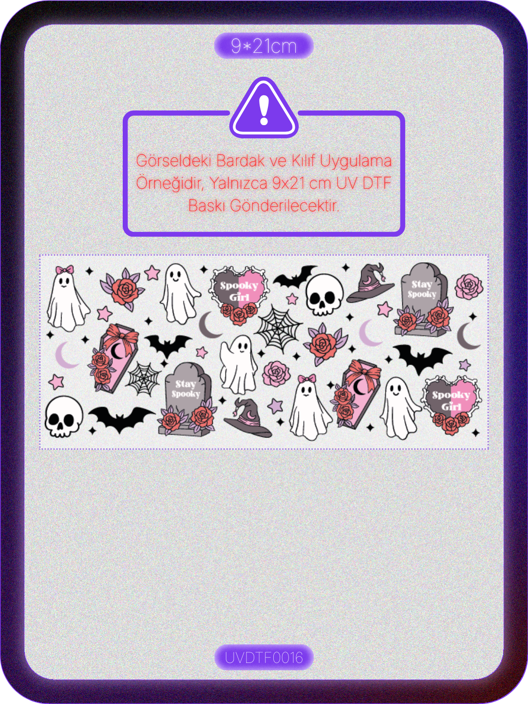 Cadılar Bayramı Halloween | Kristal Transfer UV-DTF Kabartmalı Baskı