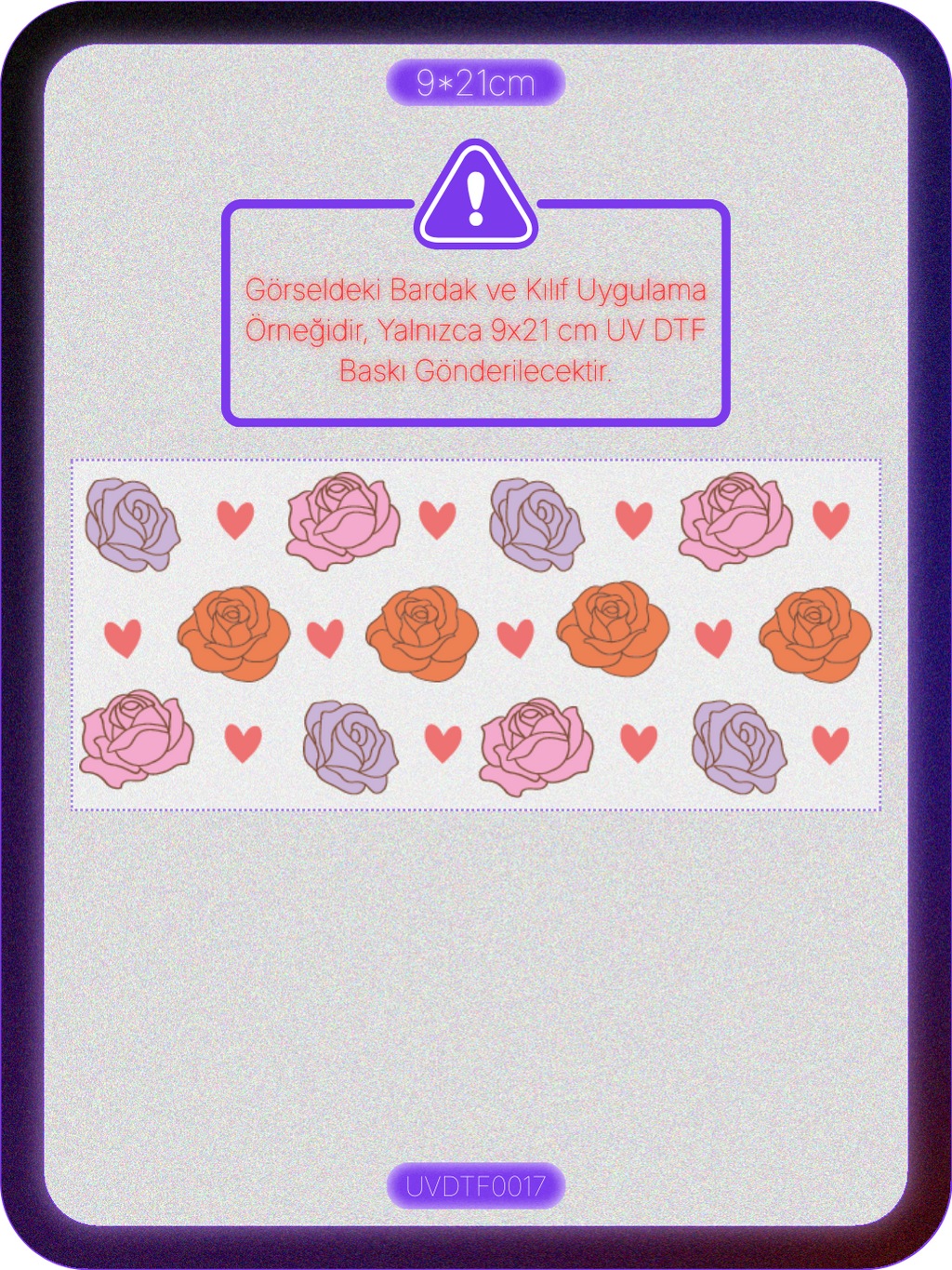 Gül | Kristal Transfer UV-DTF Kabartmalı Baskı