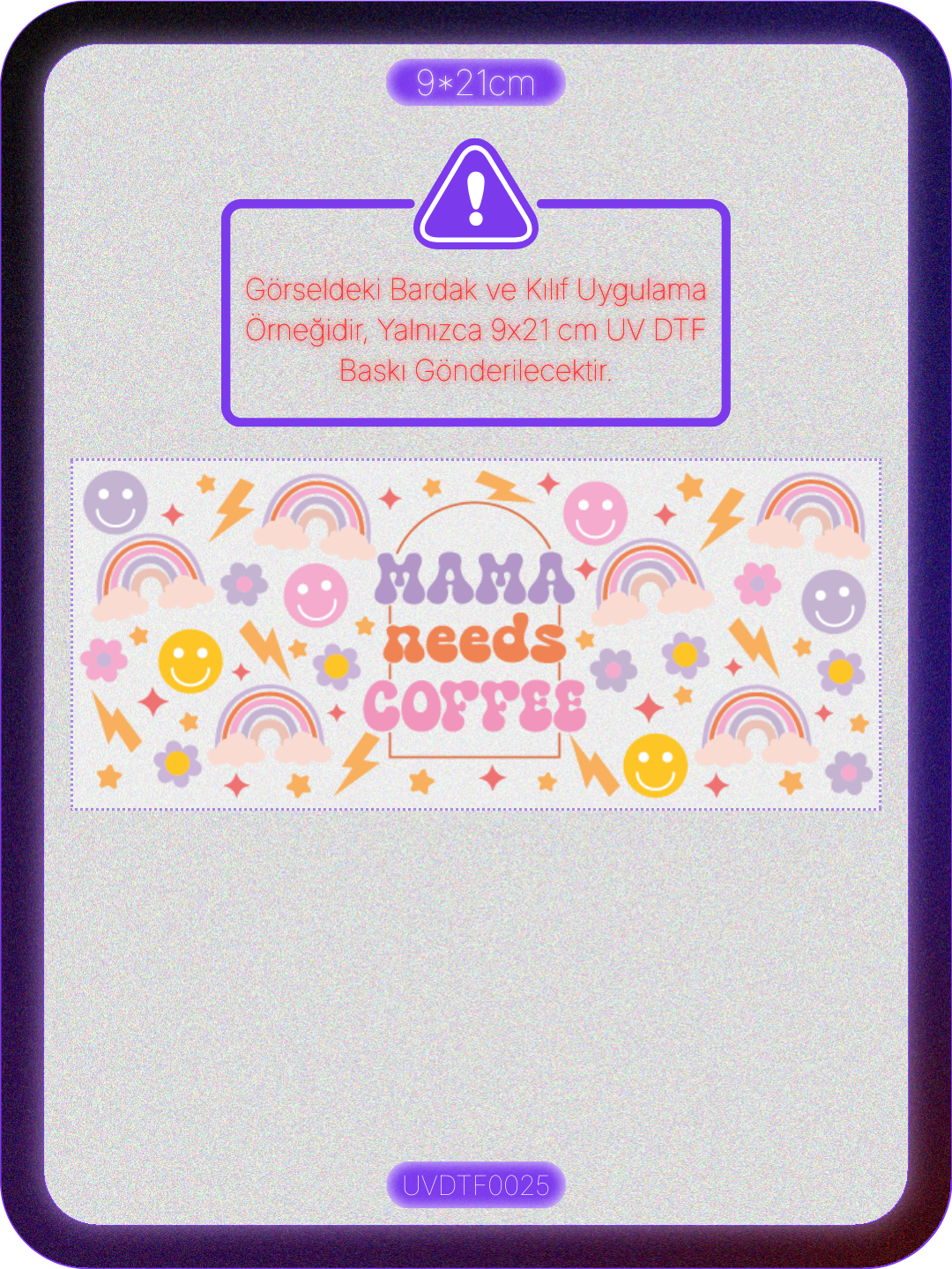 Çiçek Kahve | Kristal Transfer UV-DTF Kabartmalı Baskı