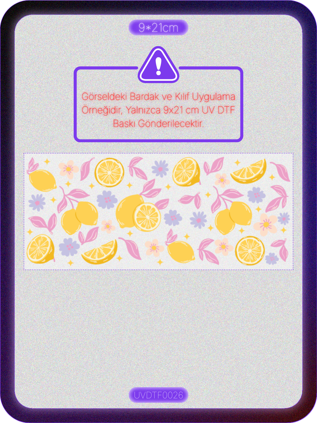 Limon | Kristal Transfer UV-DTF Kabartmalı Baskı