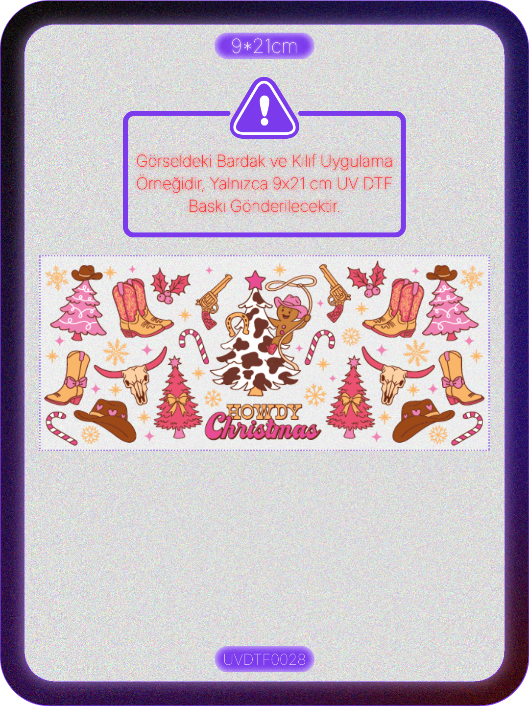 Vahşi Batı Yılbaşı | Kristal Transfer UV-DTF Kabartmalı Baskı