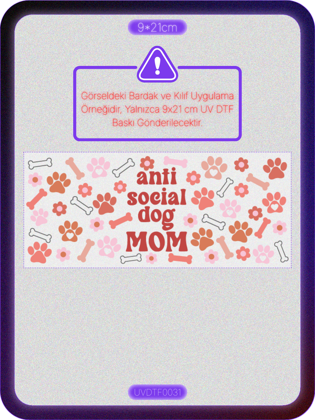 Köpek Annesi | Kristal Transfer UV-DTF Kabartmalı Baskı