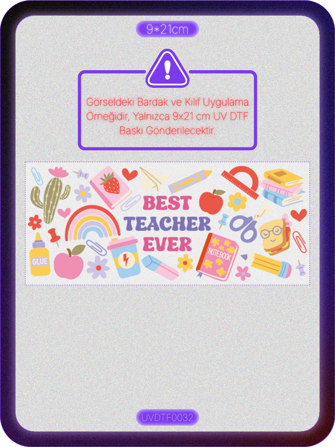 Öğretmen | Kristal Transfer UV-DTF Kabartmalı Baskı Ürün ana görseli