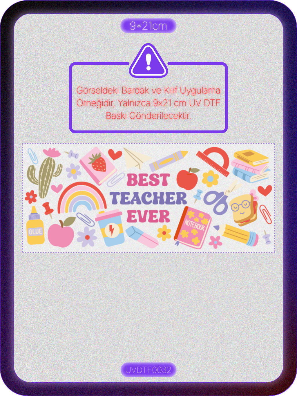 Öğretmen | Kristal Transfer UV-DTF Kabartmalı Baskı