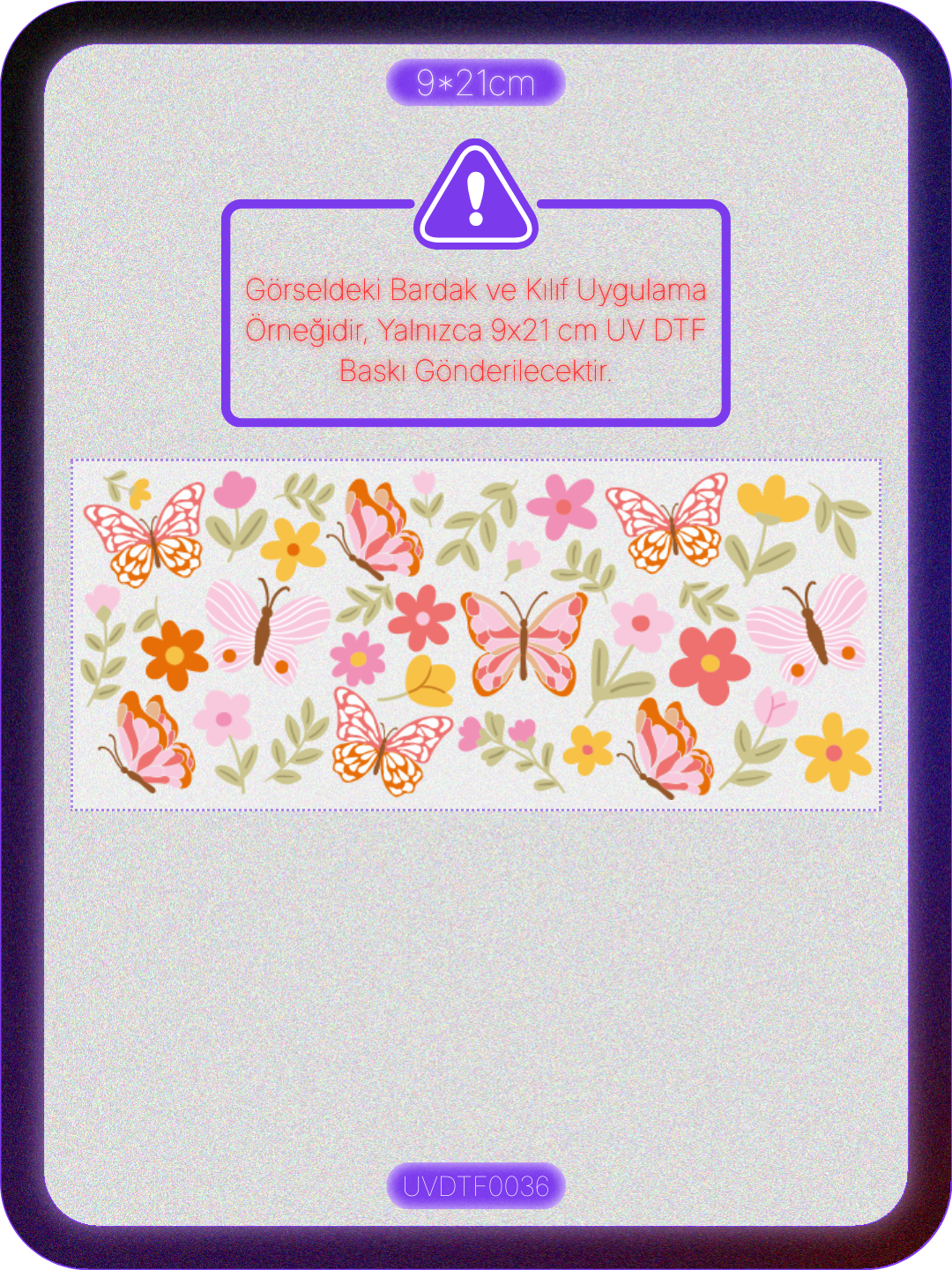 Kelebek Çiçek | Kristal Transfer UV-DTF Kabartmalı Baskı Main image