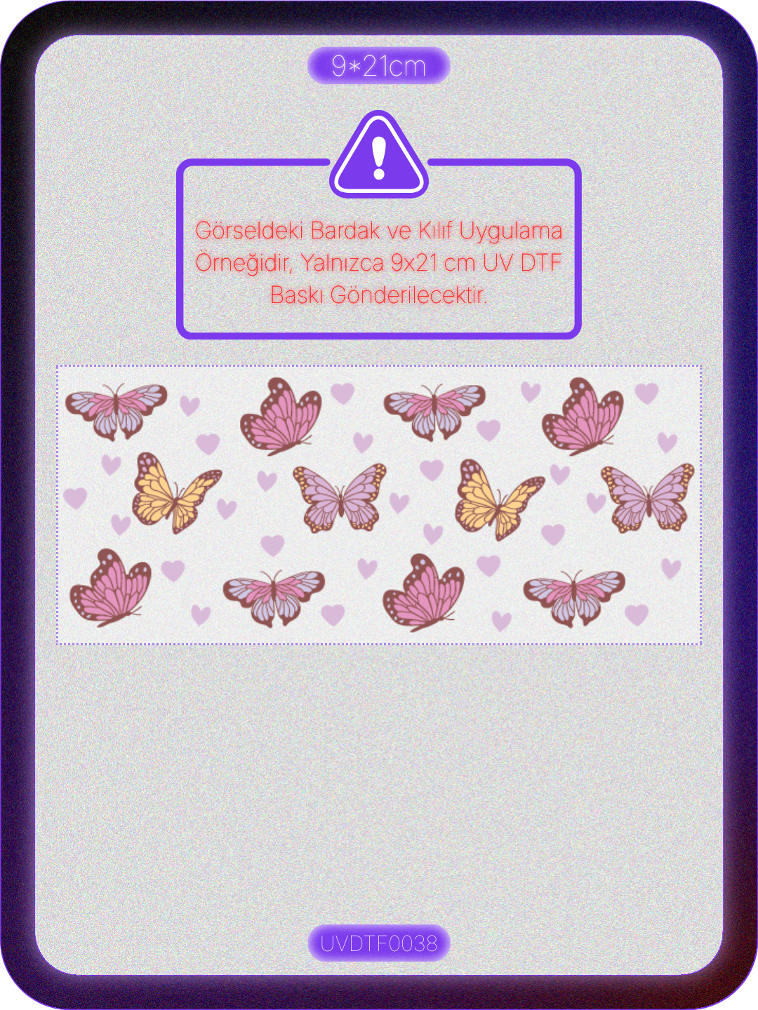 Kelebek | Kristal Transfer UV-DTF Kabartmalı Baskı Ürün ana görseli