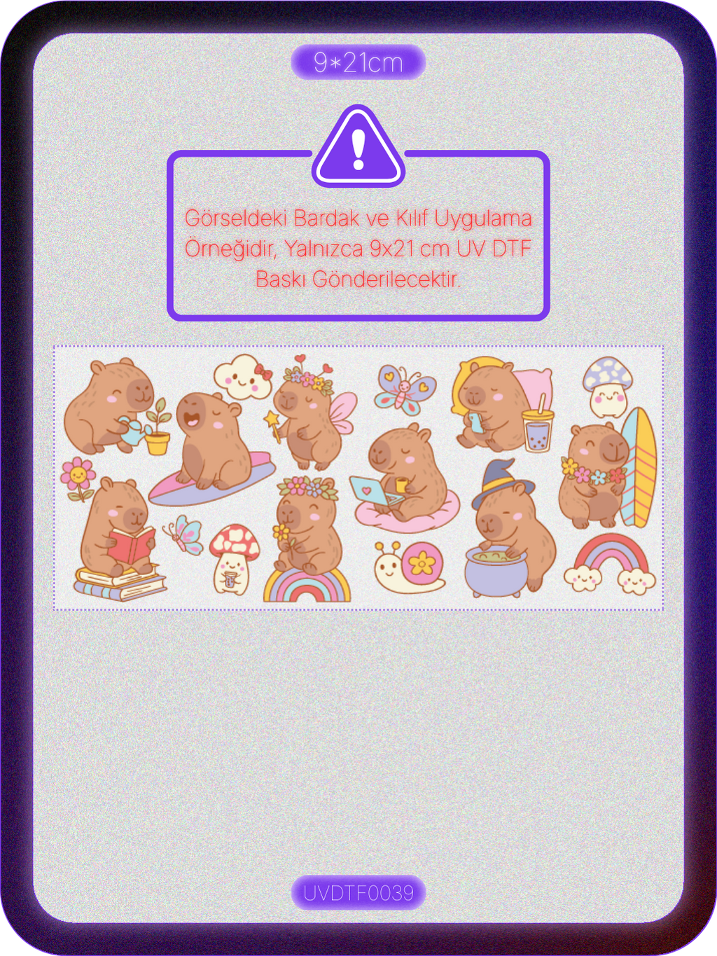 Capybara | Kristal Transfer UV-DTF Kabartmalı Baskı