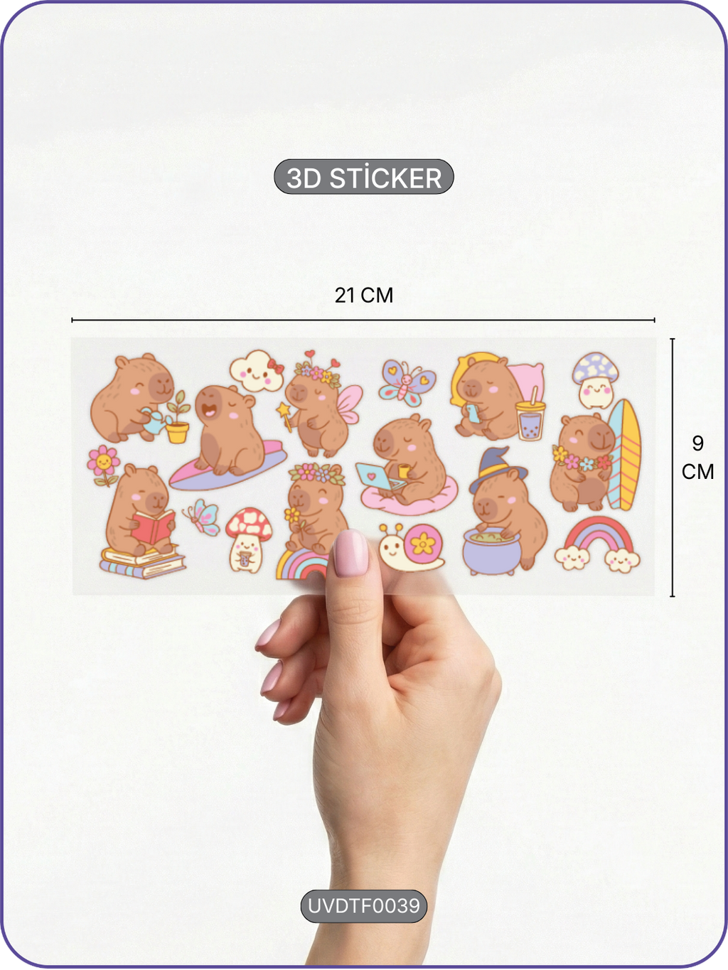Capybara | Kristal Transfer UV-DTF Kabartmalı Baskı