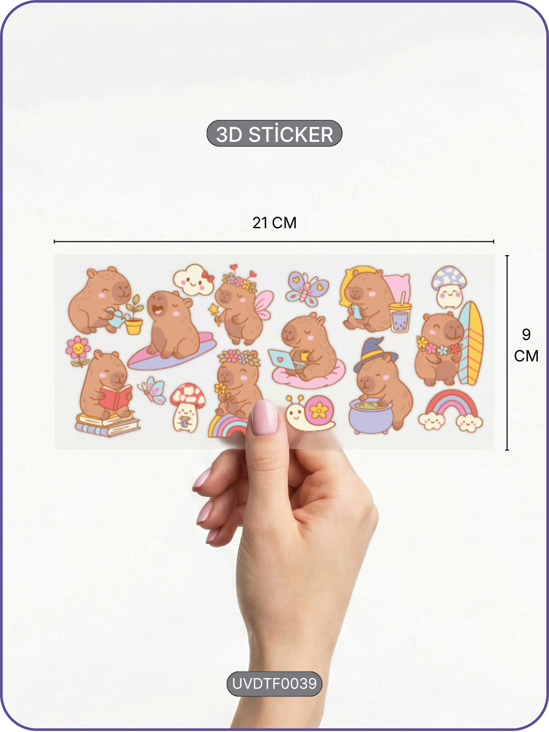 Capybara | Kristal Transfer UV-DTF Kabartmalı Baskı