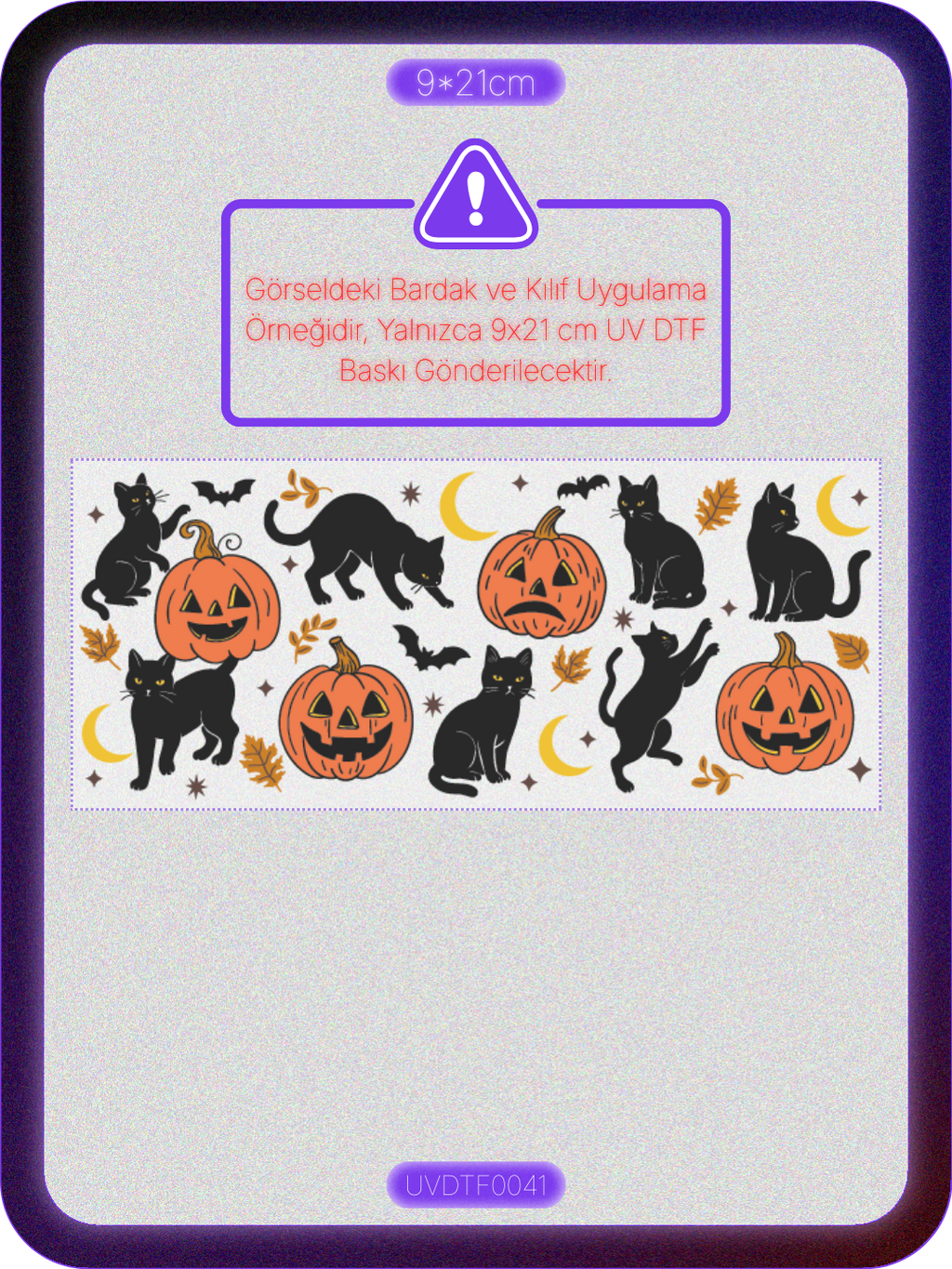 Balkabağı Kedi | Kristal Transfer UV-DTF Kabartmalı Baskı