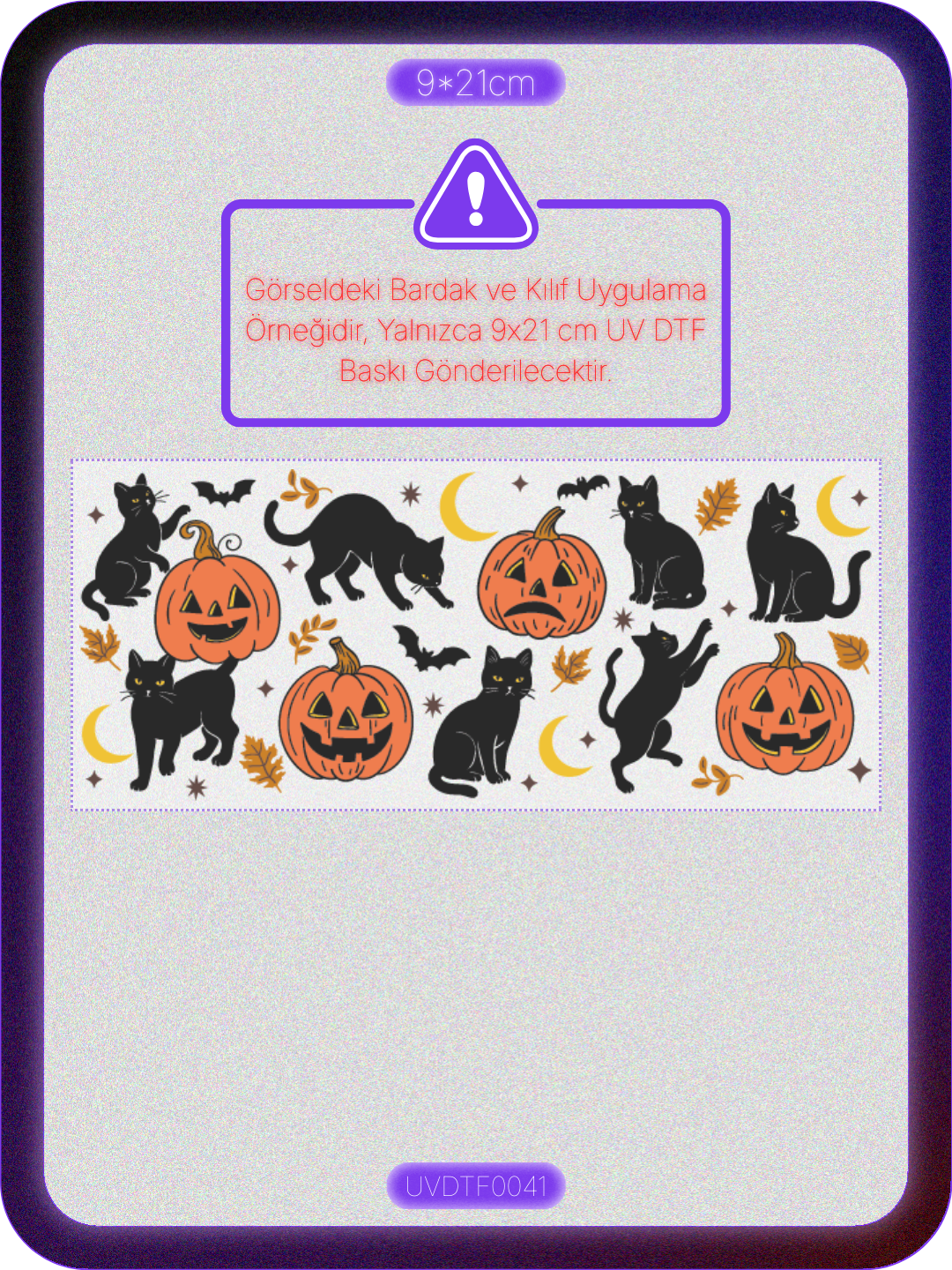 Balkabağı Kedi | Kristal Transfer UV-DTF Kabartmalı Baskı