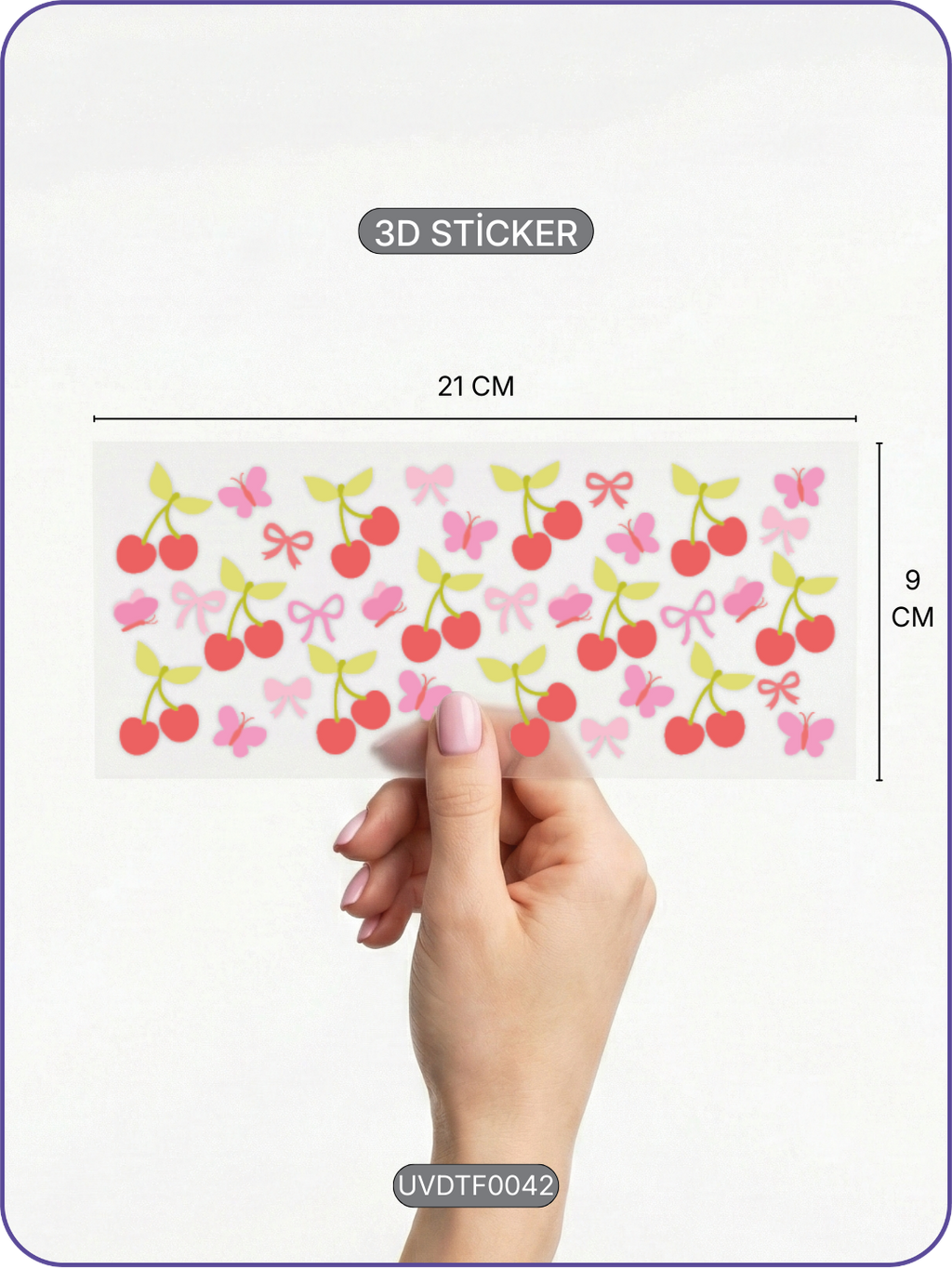 Çilek | Kristal Transfer UV-DTF Kabartmalı Baskı