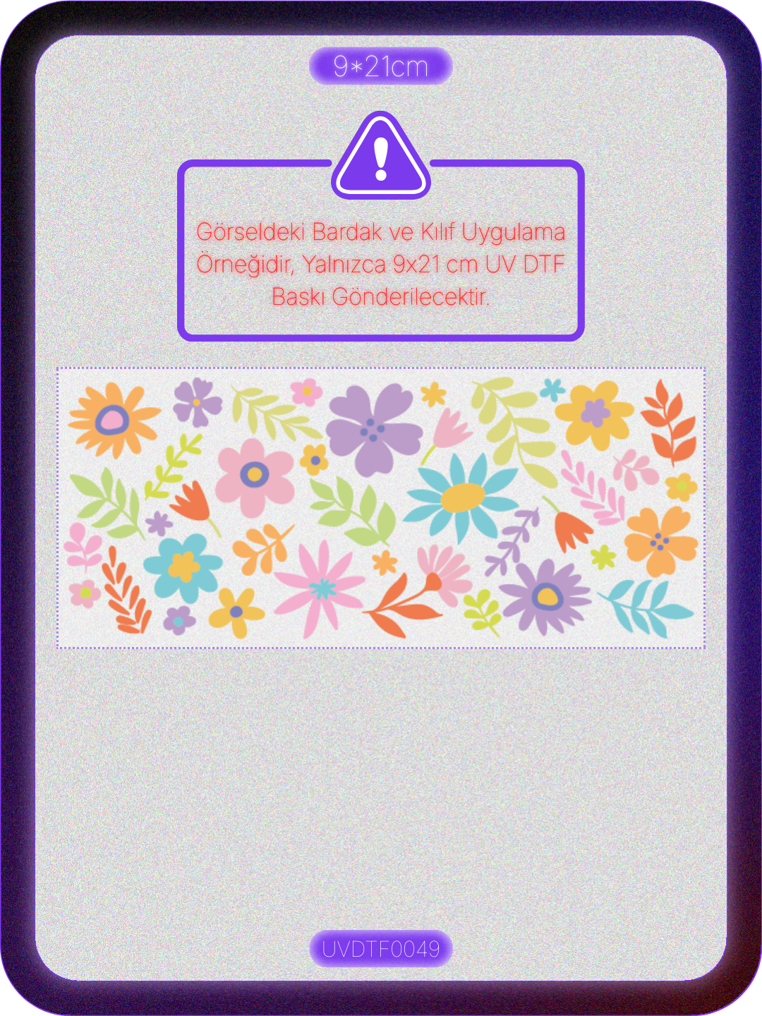 Çiçekler | Kristal Transfer UV-DTF Kabartmalı Baskı