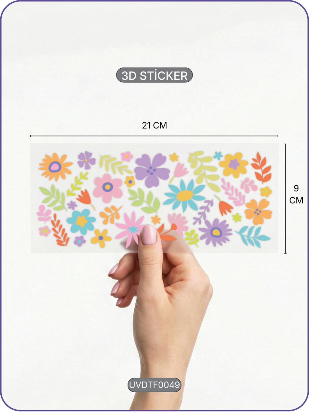 Çiçekler | Kristal Transfer UV-DTF Kabartmalı Baskı