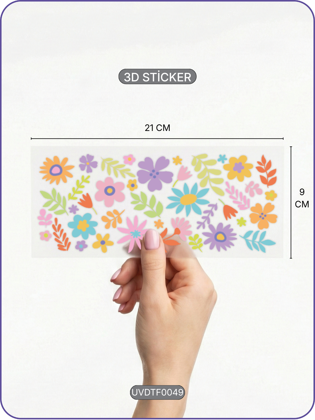Çiçekler | Kristal Transfer UV-DTF Kabartmalı Baskı
