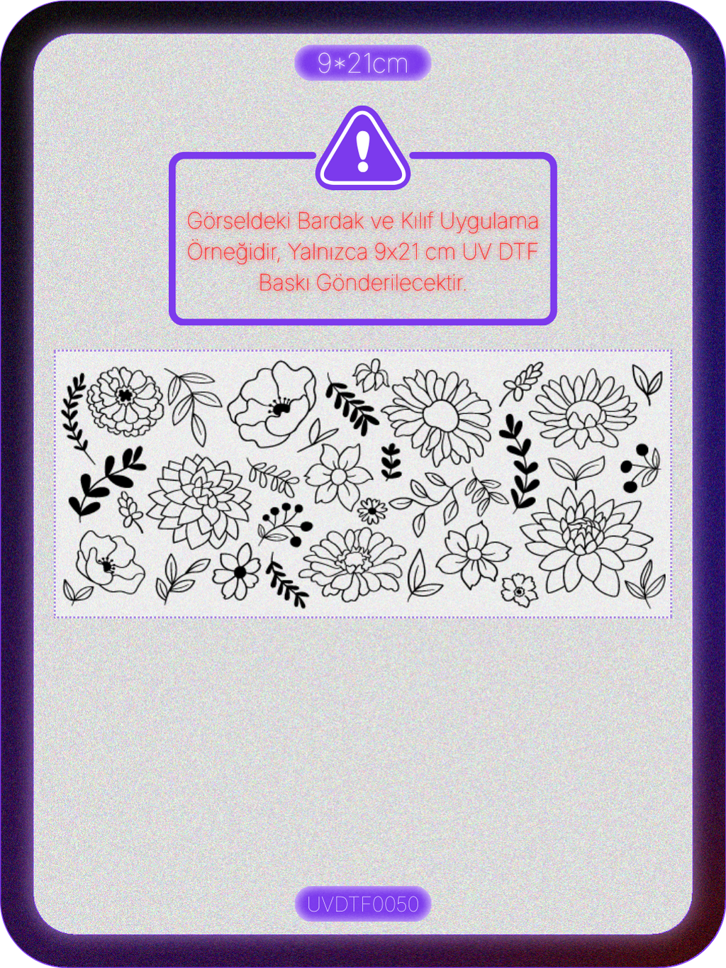 Çiçekler | Kristal Transfer UV-DTF Kabartmalı Baskı