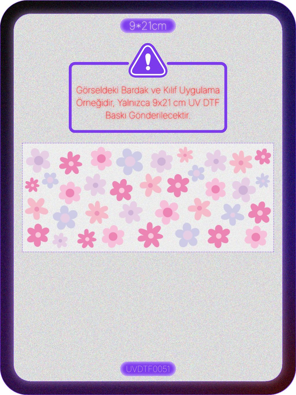 Çiçekler | Kristal Transfer UV-DTF Kabartmalı Baskı