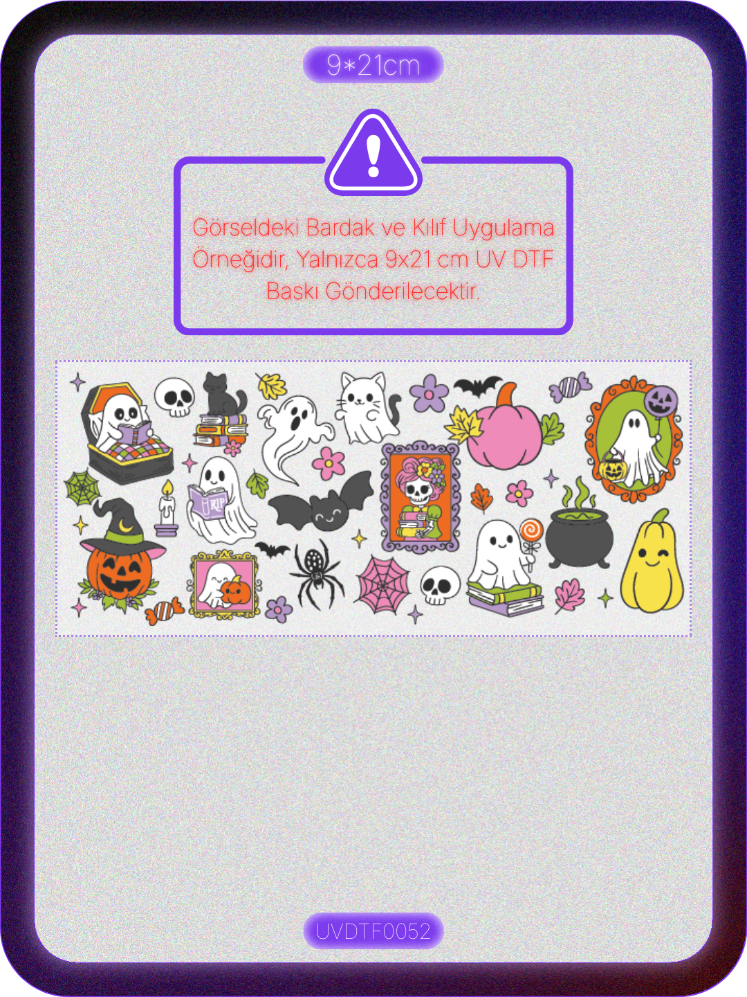 Cadılar Bayramı Halloween | Kristal Transfer UV-DTF Kabartmalı Baskı