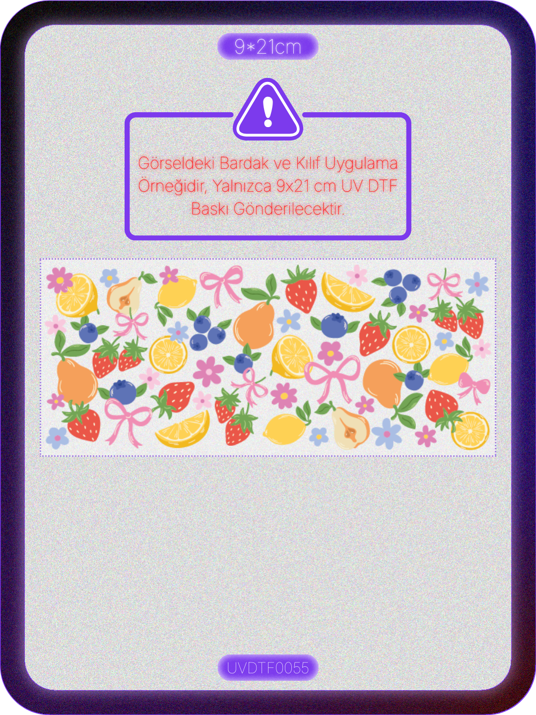 Meyveler | Kristal Transfer UV-DTF Kabartmalı Baskı