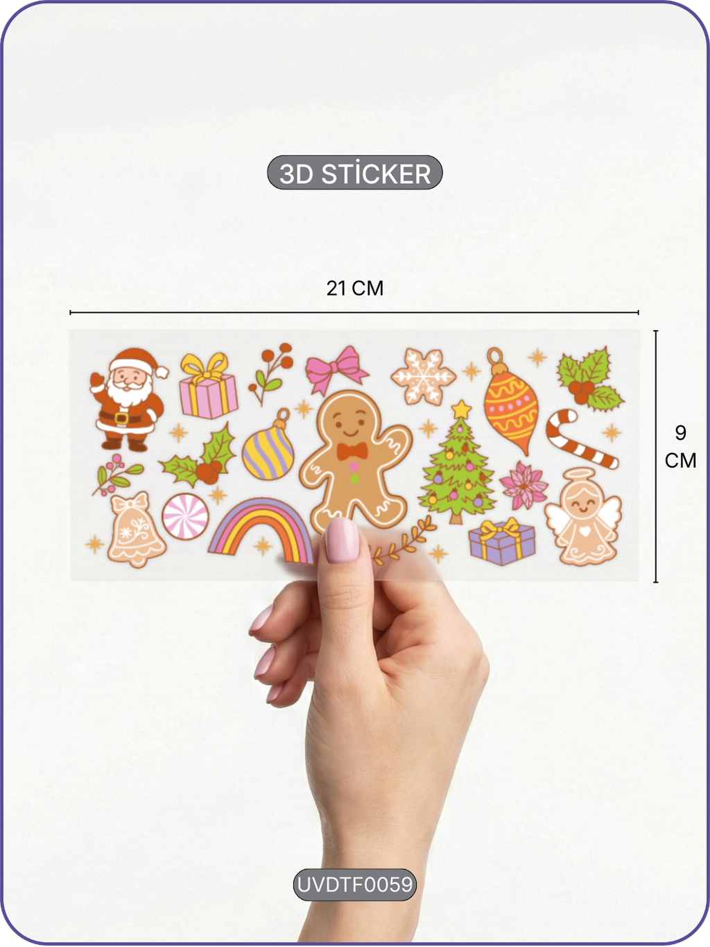 Yılbaşı Gingerbread Kurabiye | Kristal Transfer UV-DTF Kabartmalı Baskı