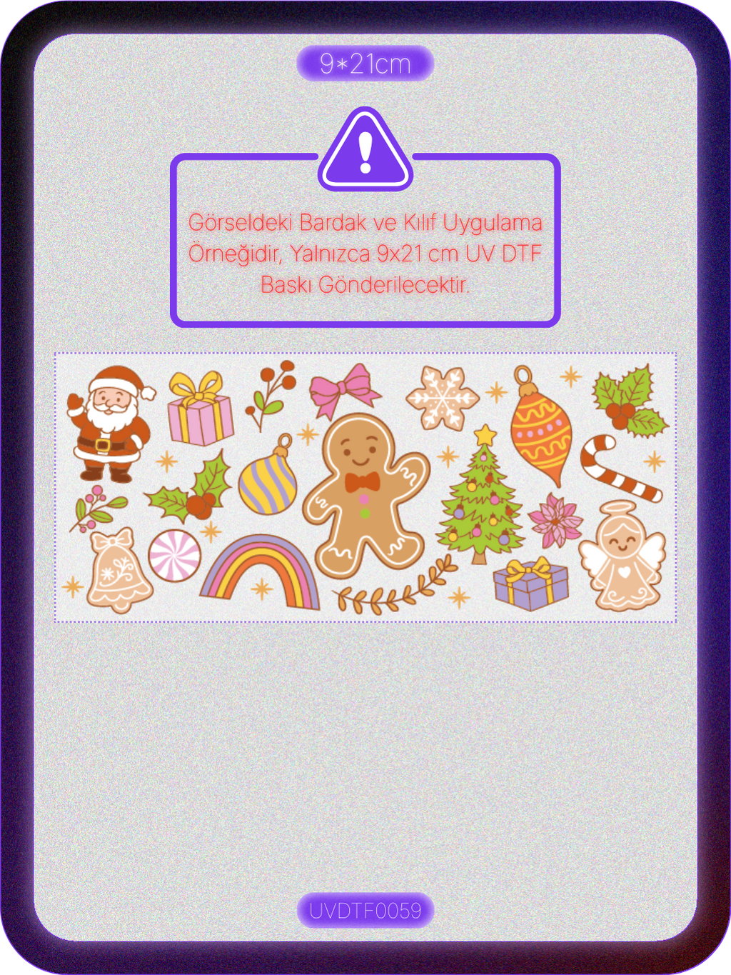 Yılbaşı Gingerbread Kurabiye | Kristal Transfer UV-DTF Kabartmalı Baskı