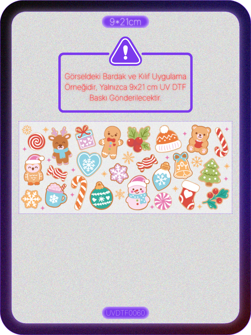 Yılbaşı Gingerbread Kurabiye | Kristal Transfer UV-DTF Kabartmalı Baskı