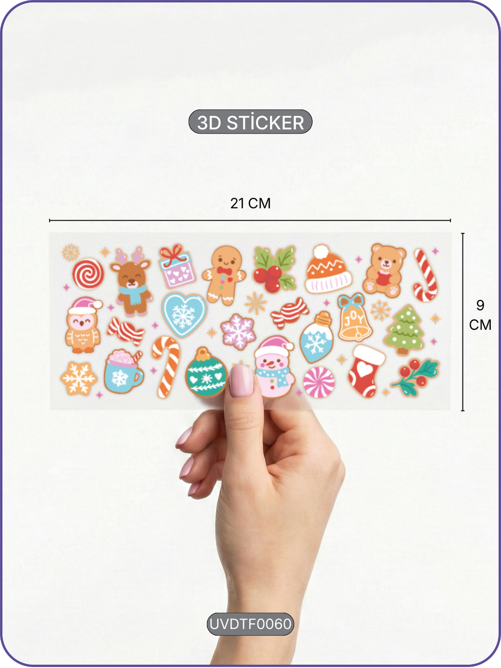 Yılbaşı Gingerbread Kurabiye | Kristal Transfer UV-DTF Kabartmalı Baskı