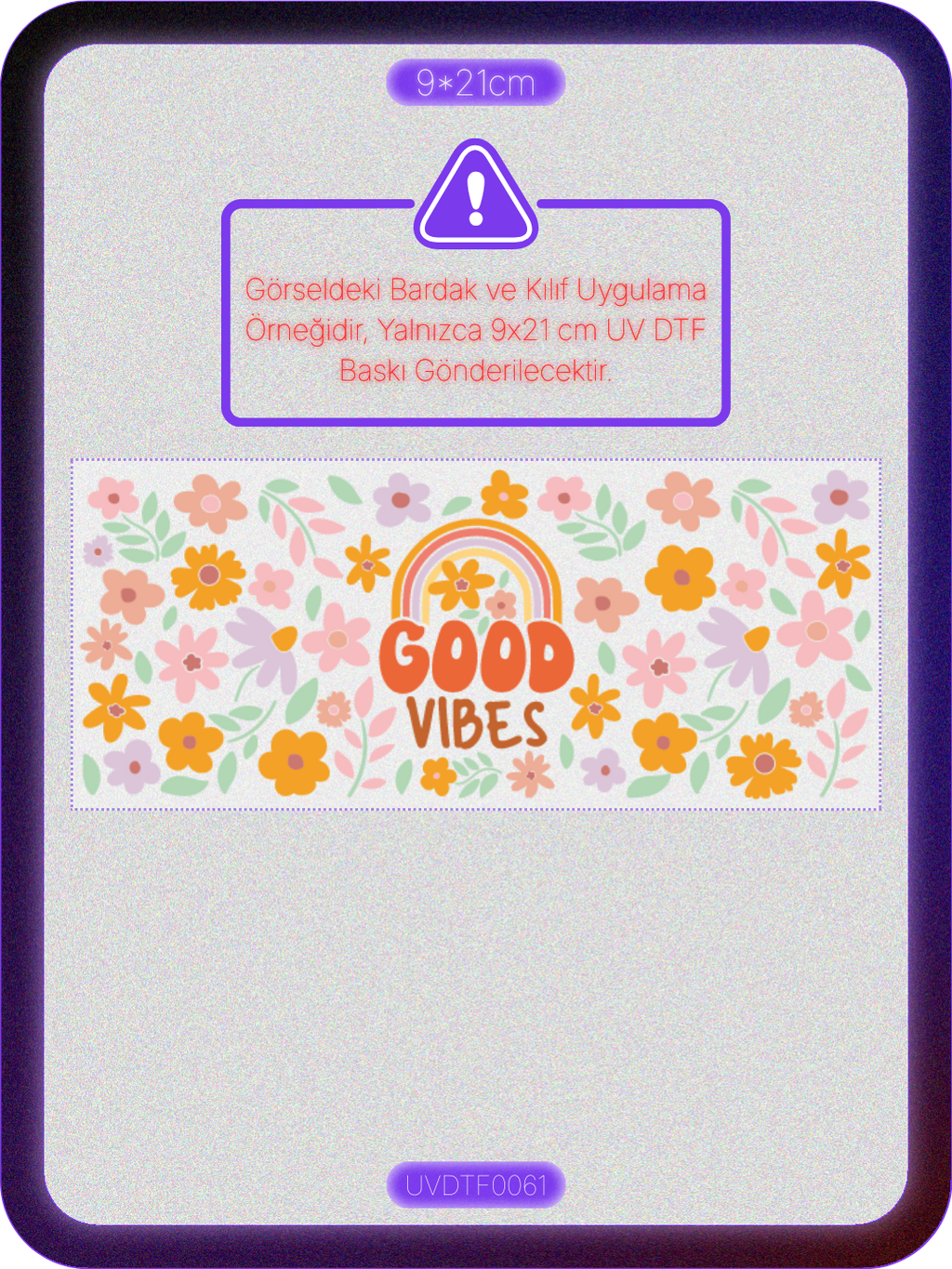 İyi Hisler Çiçek | Kristal Transfer UV-DTF Kabartmalı Baskı