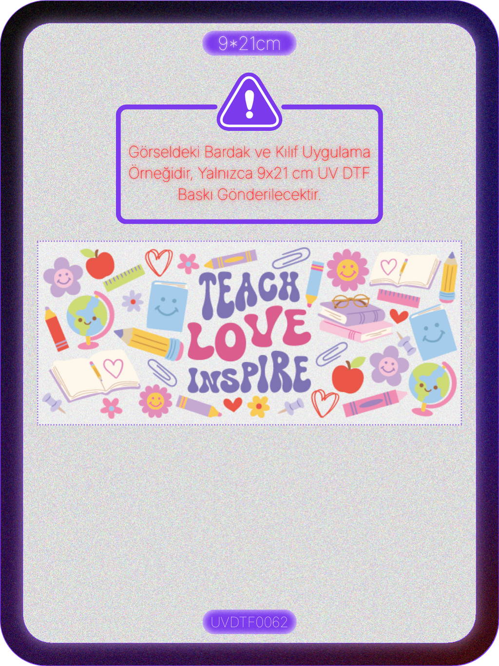 Öğretmen | Kristal Transfer UV-DTF Kabartmalı Baskı
