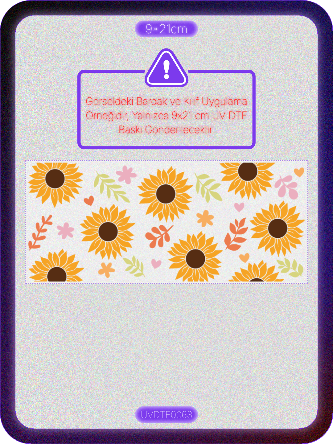 Ayçiçeği Sunflower | Kristal Transfer UV-DTF Kabartmalı Baskı