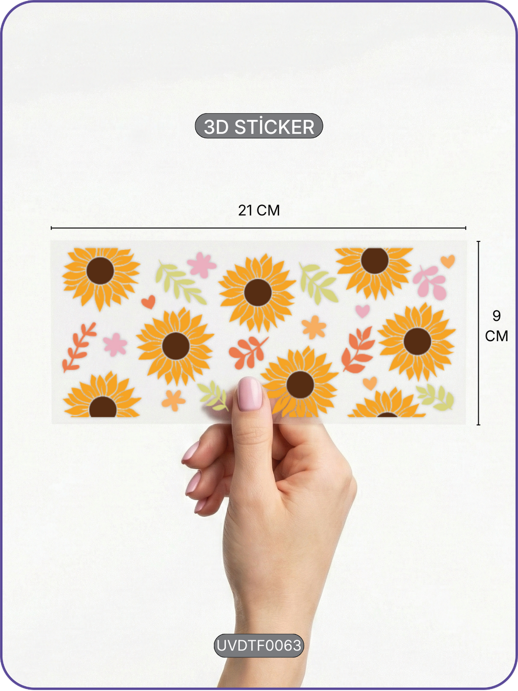 Ayçiçeği Sunflower | Kristal Transfer UV-DTF Kabartmalı Baskı