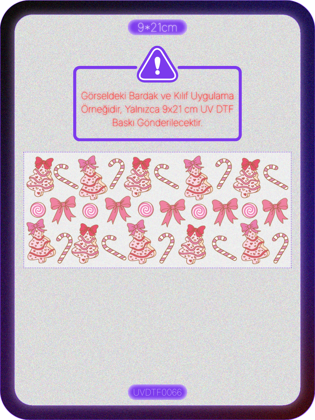 Noel Ağacı Kurabiye Yılbaşı | Kristal Transfer UV-DTF Kabartmalı Baskı